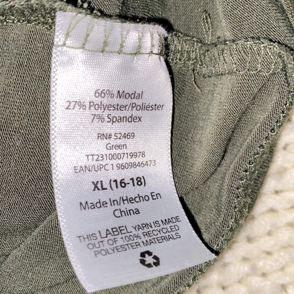 Time and Tru olive green super soft babydoll top size extra large 16-18 - Picture 4 of 5